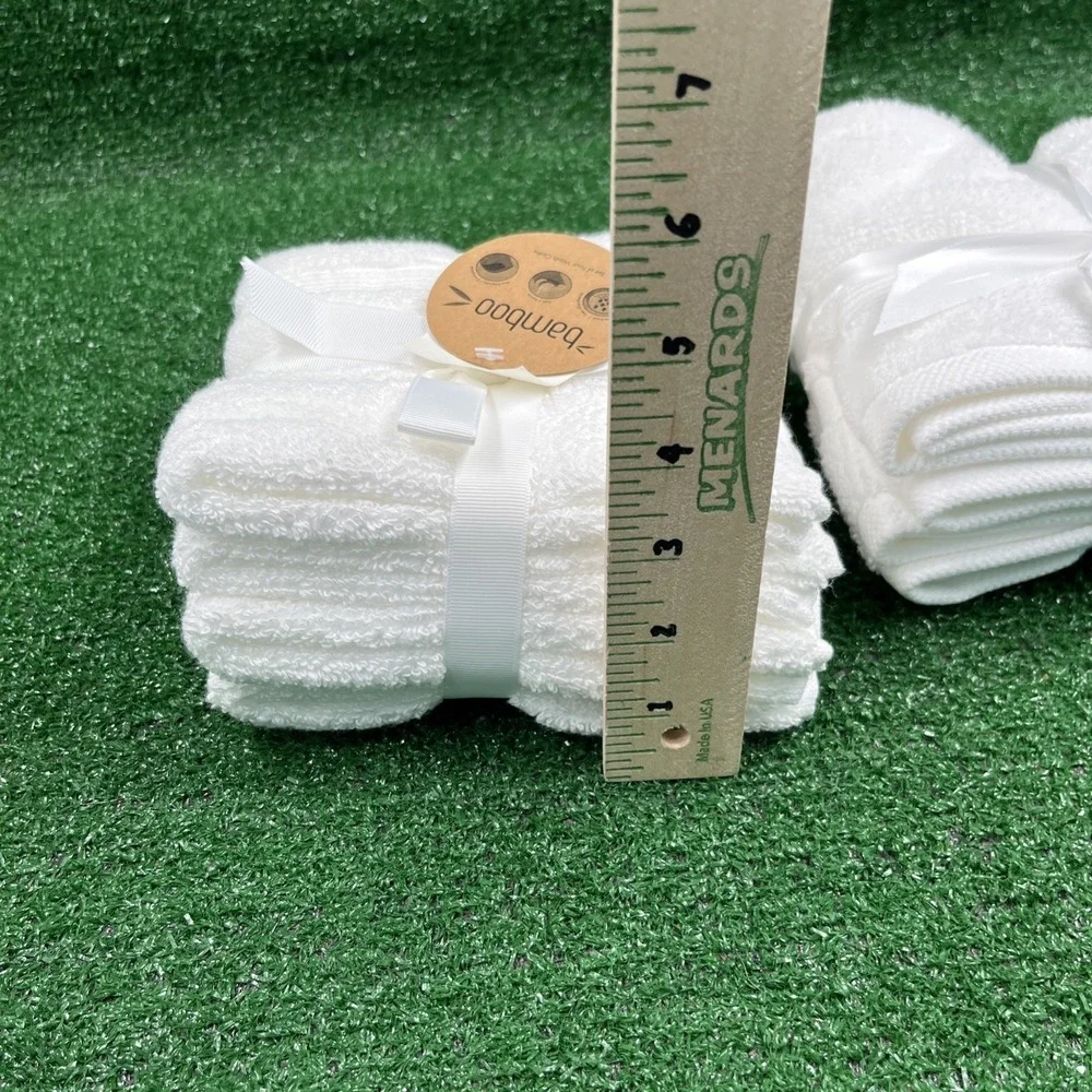 Bamboo Oeko-Tex Standard 100 White Wash Cloths Lot of 8 NWT